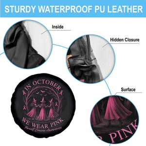 In October We Wear Pink Witches Spare Tire Cover Spooky Breast Cancer Witch Halloween Pink Ribbon TS10 Print Your Wear