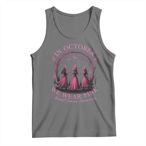 In October We Wear Pink Witches Tank Top Spooky Breast Cancer Witch Halloween Pink Ribbon TS10 Black Heather Print Your Wear