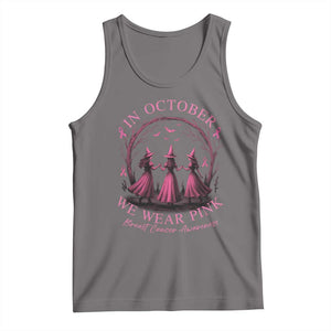 In October We Wear Pink Witches Tank Top Spooky Breast Cancer Witch Halloween Pink Ribbon TS10 Deep Heather Print Your Wear