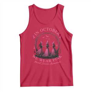 In October We Wear Pink Witches Tank Top Spooky Breast Cancer Witch Halloween Pink Ribbon TS10 Red Print Your Wear