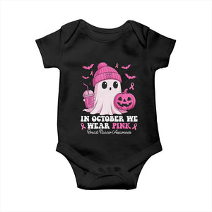 In October We Wear Pink Ghost Baby Onesie Halloween Breast Cancer Pink Ribbon Pumpkin TS10 Black Print Your Wear