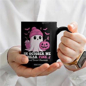 In October We Wear Pink Ghost Coffee Mug Halloween Breast Cancer Pink Ribbon Pumpkin TS10 Print Your Wear