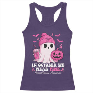 In October We Wear Pink Ghost Racerback Tank Top Halloween Breast Cancer Pink Ribbon Pumpkin TS10 Purple Print Your Wear