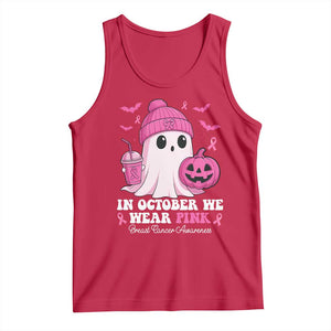 In October We Wear Pink Ghost Tank Top Halloween Breast Cancer Pink Ribbon Pumpkin TS10 Red Print Your Wear