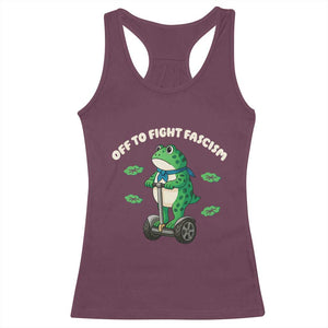 Portland Frog Racerback Tank Top Off to Fight Fascism Inflatable Costume Protest TS10 Maroon Print Your Wear