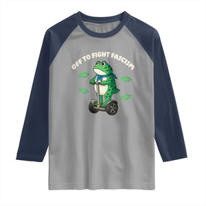 Portland Frog Raglan Shirt Off to Fight Fascism Inflatable Costume Protest TS10 Sport Gray Navy Print Your Wear