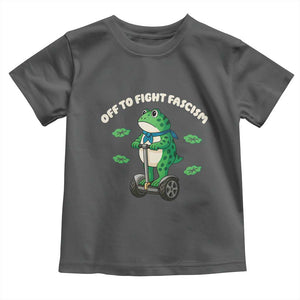 Portland Frog Toddler T Shirt Off to Fight Fascism Inflatable Costume Protest TS10 Dark Heather Print Your Wear