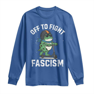 Portland Frog Resist Protest Long Sleeve Shirt Off to Fight Fascism Frog Scooter TS10 Royal Blue Print Your Wear