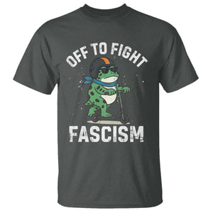 Portland Frog Resist Protest T Shirt Off to Fight Fascism Frog Scooter TS10 Dark Heather Print Your Wear
