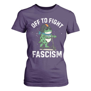 Portland Frog Resist Protest T Shirt For Women Off to Fight Fascism Frog Scooter TS10 Purple Print Your Wear