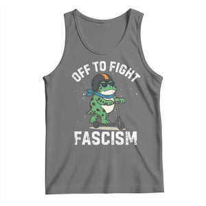 Portland Frog Resist Protest Tank Top Off to Fight Fascism Frog Scooter TS10 Black Heather Print Your Wear