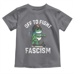 Portland Frog Resist Protest Toddler T Shirt Off to Fight Fascism Frog Scooter TS10 Charcoal Print Your Wear