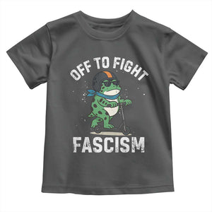 Portland Frog Resist Protest Toddler T Shirt Off to Fight Fascism Frog Scooter TS10 Dark Heather Print Your Wear