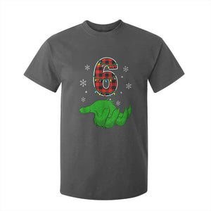 Number 6 Matching 67 Christmas T Shirt For Kid Red Plaid Xmas Pajamas Holiday Gen Alpha Slang Meme TS10 Dark Heather Print Your Wear
