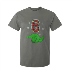 Number 6 Matching 67 Christmas T Shirt For Kid Red Plaid Xmas Pajamas Holiday Gen Alpha Slang Meme TS10 Military Green Print Your Wear