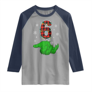Number 6 Matching 67 Christmas Raglan Shirt Red Plaid Xmas Pajamas Holiday Gen Alpha Slang Meme TS10 Sport Gray Navy Print Your Wear