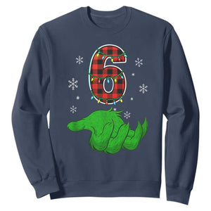 Number 6 Matching 67 Christmas Sweatshirt Red Plaid Xmas Pajamas Holiday Gen Alpha Slang Meme TS10 Navy Print Your Wear