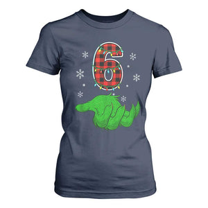 Number 6 Matching 67 Christmas T Shirt For Women Red Plaid Xmas Pajamas Holiday Gen Alpha Slang Meme TS10 Navy Print Your Wear