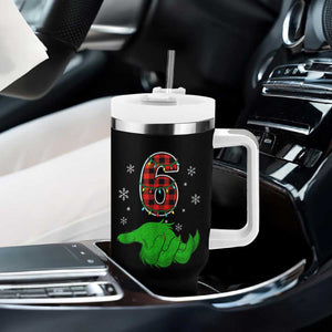 Number 6 Matching 67 Christmas Tumbler With Handle Red Plaid Xmas Pajamas Holiday Gen Alpha Slang Meme TS10 Print Your Wear