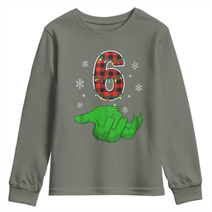 Number 6 Matching 67 Christmas Youth Sweatshirt Red Plaid Xmas Pajamas Holiday Gen Alpha Slang Meme TS10 Military Green Print Your Wear
