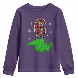 Number 6 Matching 67 Christmas Youth Sweatshirt Red Plaid Xmas Pajamas Holiday Gen Alpha Slang Meme TS10 Purple Print Your Wear