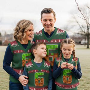 Number 6 V-Neck Knit Sweater Vest Game Matching 67 Meme Costume 6th Birthday 6 Years TS10 Red Green Print Your Wear