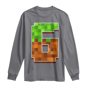 Number 6 Long Sleeve Shirt Game Matching 67 Meme Costume 6th Birthday 6 Years TS10 Charcoal Print Your Wear