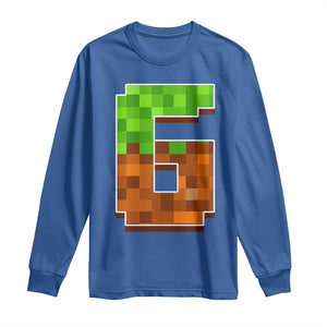 Number 6 Long Sleeve Shirt Game Matching 67 Meme Costume 6th Birthday 6 Years TS10 Royal Blue Print Your Wear