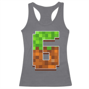 Number 6 Racerback Tank Top Game Matching 67 Meme Costume 6th Birthday 6 Years TS10 Charcoal Print Your Wear