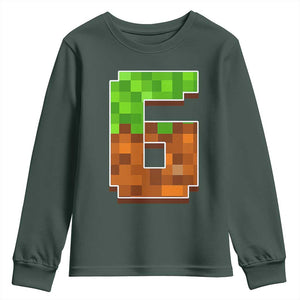 Number 6 Youth Sweatshirt Game Matching 67 Meme Costume 6th Birthday 6 Years TS10 Dark Forest Green Print Your Wear