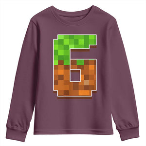Number 6 Youth Sweatshirt Game Matching 67 Meme Costume 6th Birthday 6 Years TS10 Maroon Print Your Wear