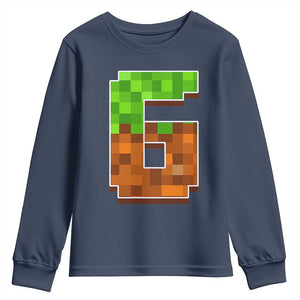 Number 6 Youth Sweatshirt Game Matching 67 Meme Costume 6th Birthday 6 Years TS10 Navy Print Your Wear