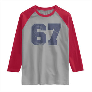 Number 67 Raglan Shirt Numbered Uniform Sports Jersey Team 67th Birthday TS10 Sport Gray Red Print Your Wear