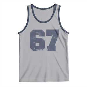 Number 67 Tank Top Numbered Uniform Sports Jersey Team 67th Birthday TS10 Athletic Heather Navy Print Your Wear