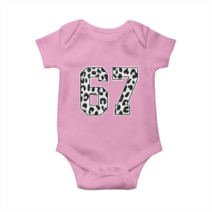 67 Jersey Number Baby Onesie Funny Six Seven Meme Y2k Leopard Number TS10 Light Pink Print Your Wear