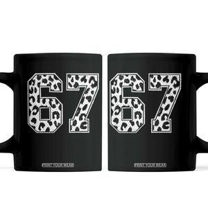67 Jersey Number Coffee Mug Funny Six Seven Meme Y2k Leopard Number TS10 Black Print Your Wear