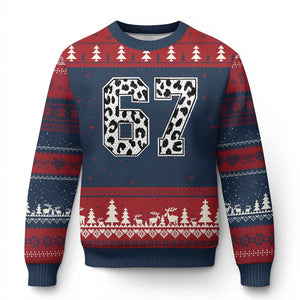 67 Jersey Number Ugly Christmas Sweater Funny Six Seven Meme Y2k Leopard Number TS10 Navy Red Print Your Wear