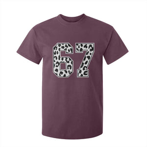 67 Jersey Number T Shirt For Kid Funny Six Seven Meme Y2k Leopard Number TS10 Maroon Print Your Wear