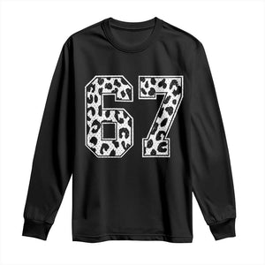 67 Jersey Number Long Sleeve Shirt Funny Six Seven Meme Y2k Leopard Number TS10 Black Print Your Wear