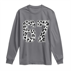 67 Jersey Number Long Sleeve Shirt Funny Six Seven Meme Y2k Leopard Number TS10 Charcoal Print Your Wear