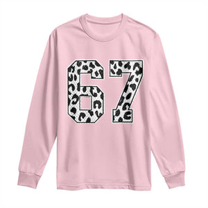 67 Jersey Number Long Sleeve Shirt Funny Six Seven Meme Y2k Leopard Number TS10 Light Pink Print Your Wear