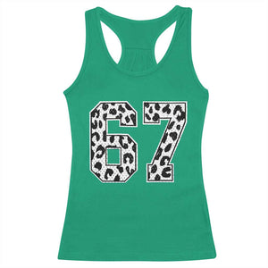 67 Jersey Number Racerback Tank Top Funny Six Seven Meme Y2k Leopard Number TS10 Irish Green Print Your Wear