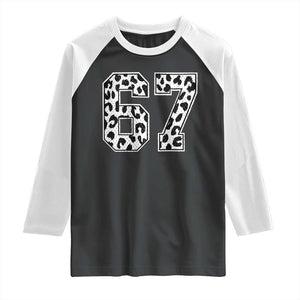 67 Jersey Number Raglan Shirt Funny Six Seven Meme Y2k Leopard Number TS10 Black White Print Your Wear