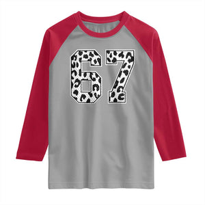 67 Jersey Number Raglan Shirt Funny Six Seven Meme Y2k Leopard Number TS10 Sport Gray Red Print Your Wear