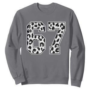 67 Jersey Number Sweatshirt Funny Six Seven Meme Y2k Leopard Number TS10 Charcoal Print Your Wear