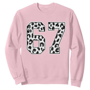 67 Jersey Number Sweatshirt Funny Six Seven Meme Y2k Leopard Number TS10 Light Pink Print Your Wear