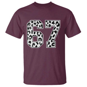 67 Jersey Number T Shirt Funny Six Seven Meme Y2k Leopard Number TS10 Maroon Print Your Wear