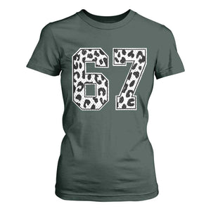 67 Jersey Number T Shirt For Women Funny Six Seven Meme Y2k Leopard Number TS10 Dark Forest Green Print Your Wear