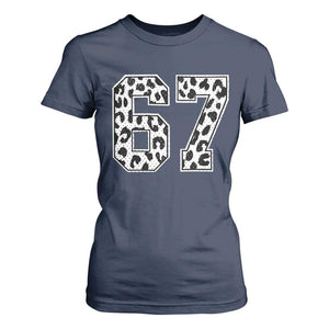 67 Jersey Number T Shirt For Women Funny Six Seven Meme Y2k Leopard Number TS10 Navy Print Your Wear