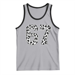 67 Jersey Number Tank Top Funny Six Seven Meme Y2k Leopard Number TS10 Athletic Heather Black Print Your Wear
